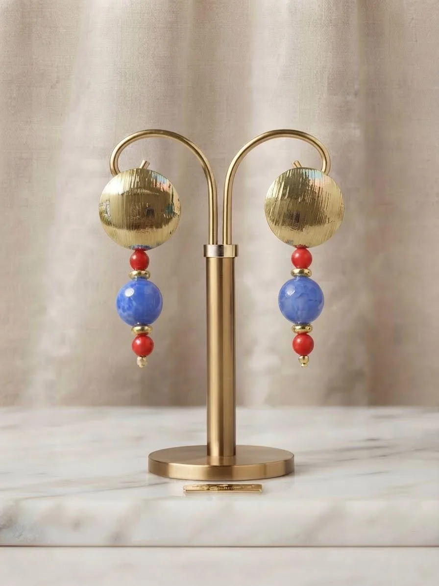 Aros Mediterráneo: Ágata azul y coral rojo